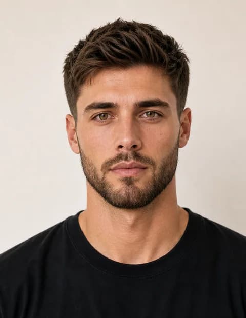 Generated adult male AI beard after preview with a short boxed beard